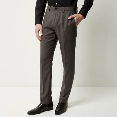 Dark grey slim textured trousers